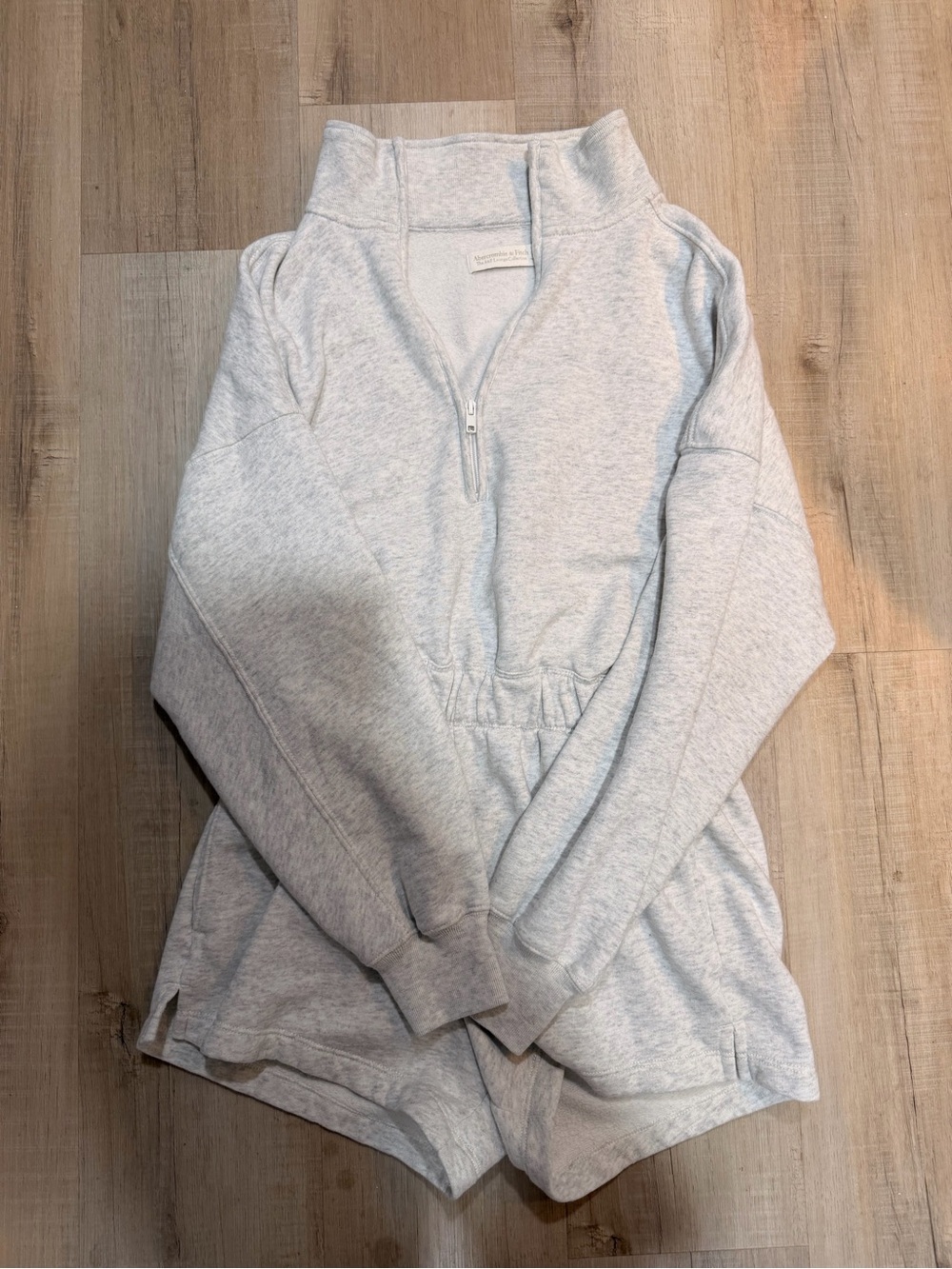 Abercrombie & Fitch Long-Sleeve Half-Zip Fleece Romper Gray Loungewear